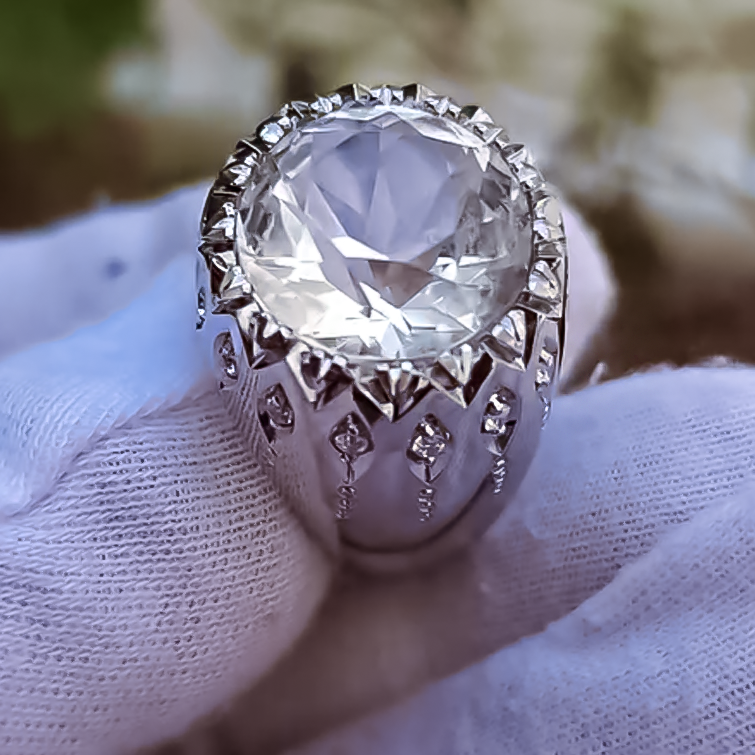 Stylish 4 ctw Round Cut White Gemstone Ring -JOSHINY