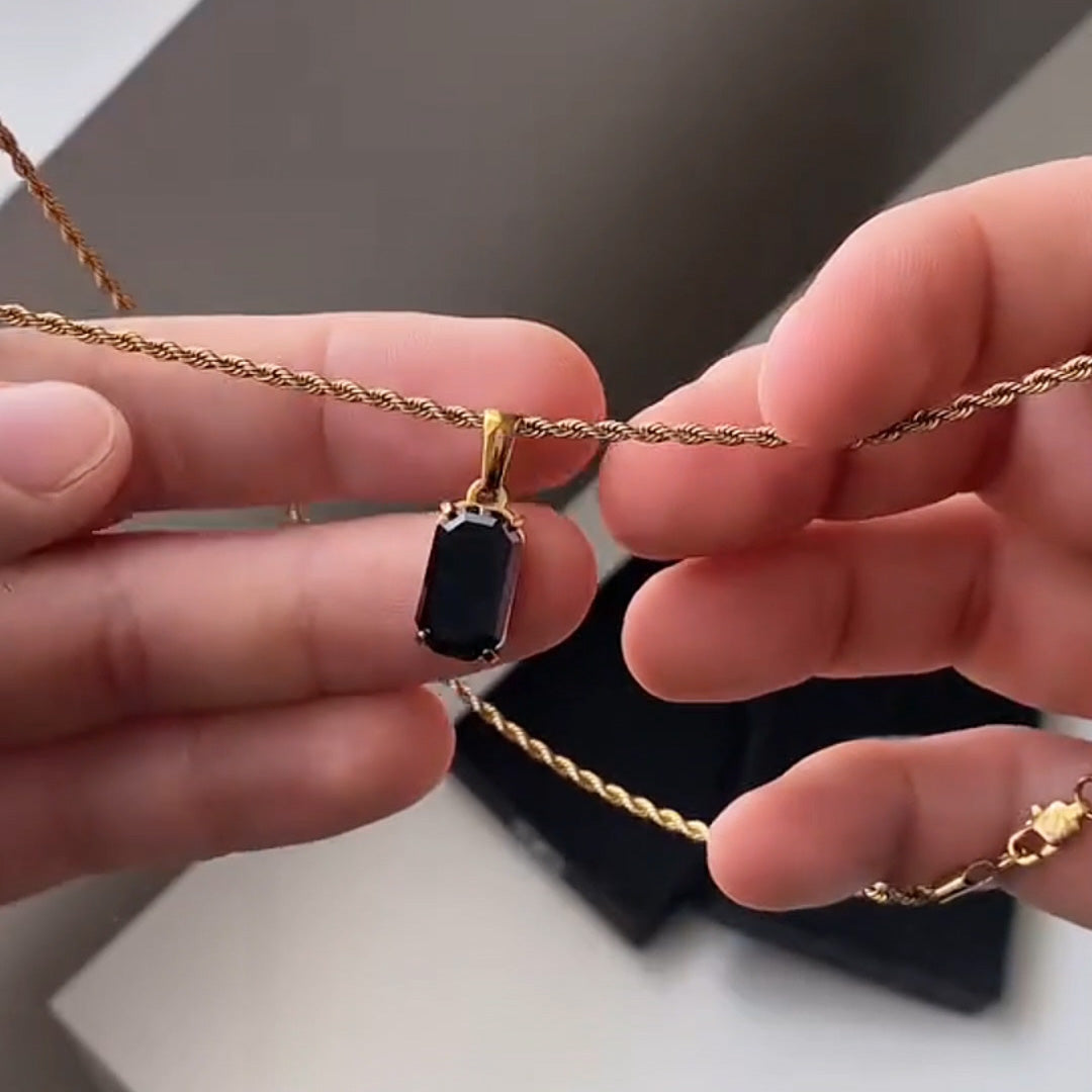 4ct Unique Black Spinel Pendant Necklace -JOSHINY