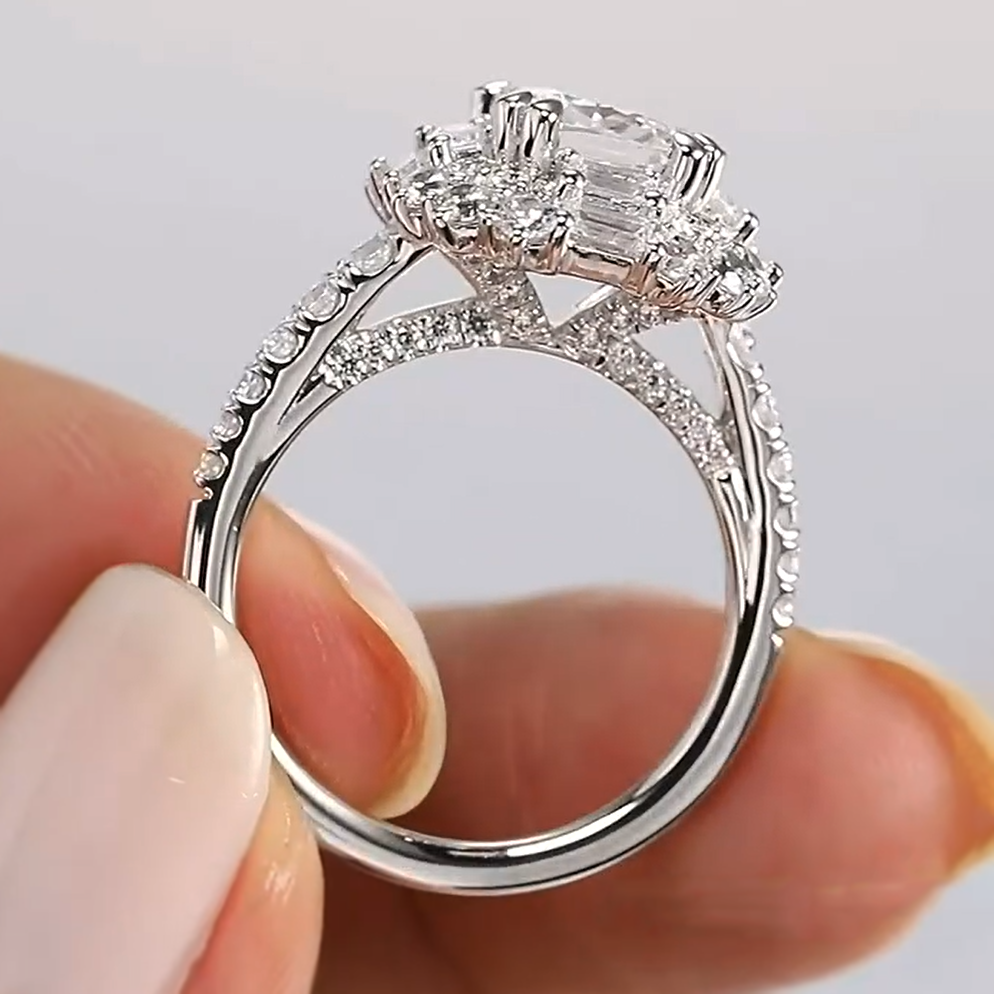 Exquisite 3 ctw Cushion Cut White Gemstone Engagement Ring -JOSHINY