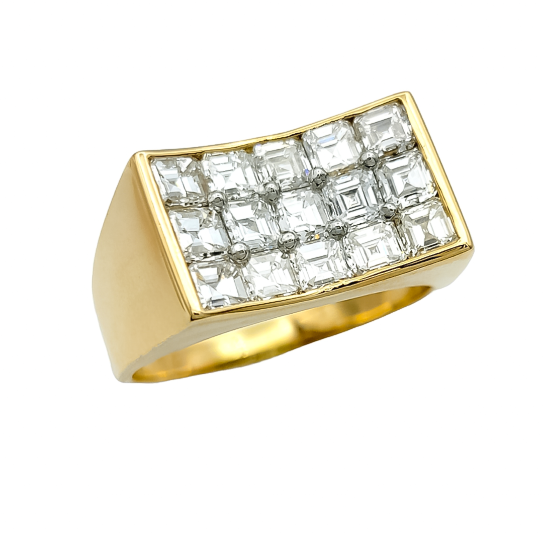 Stylish 1.5 ctw Asscher Cut White Gemstone Pave Ring -JOSHINY