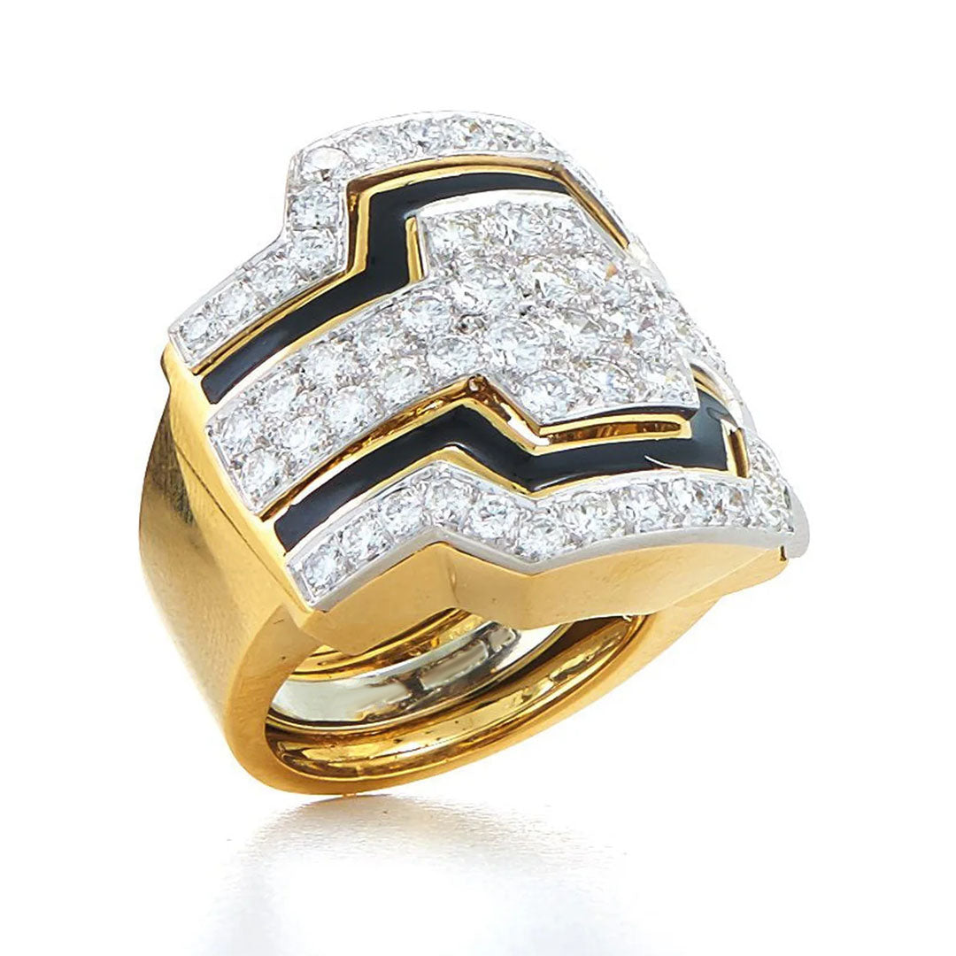 2.3 ctw cigar band black enamel ring -JOSHINY