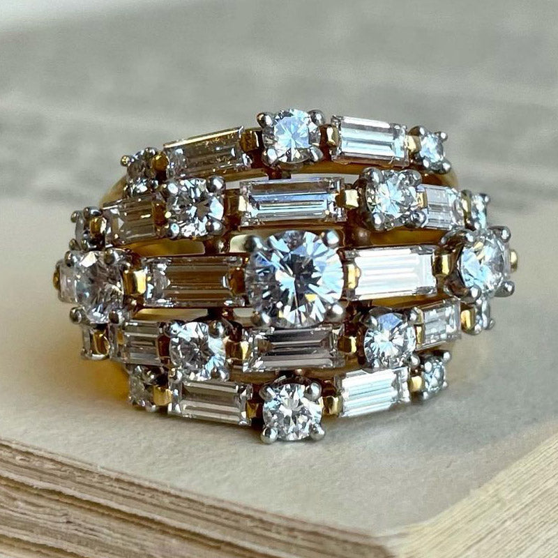 4.3ctw Vintage Baguette Cut Cocktail Gemstone Ring -JOSHINY