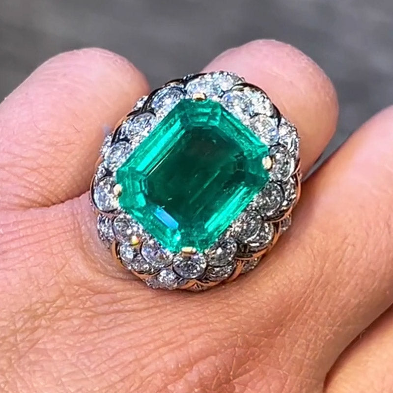 12.67ct Octagon Cut Gorgeous Emerald Ring -JOSHINY