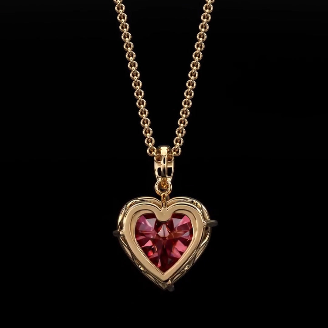 5ct Heart Ruby Charm Necklace-JOSHINY