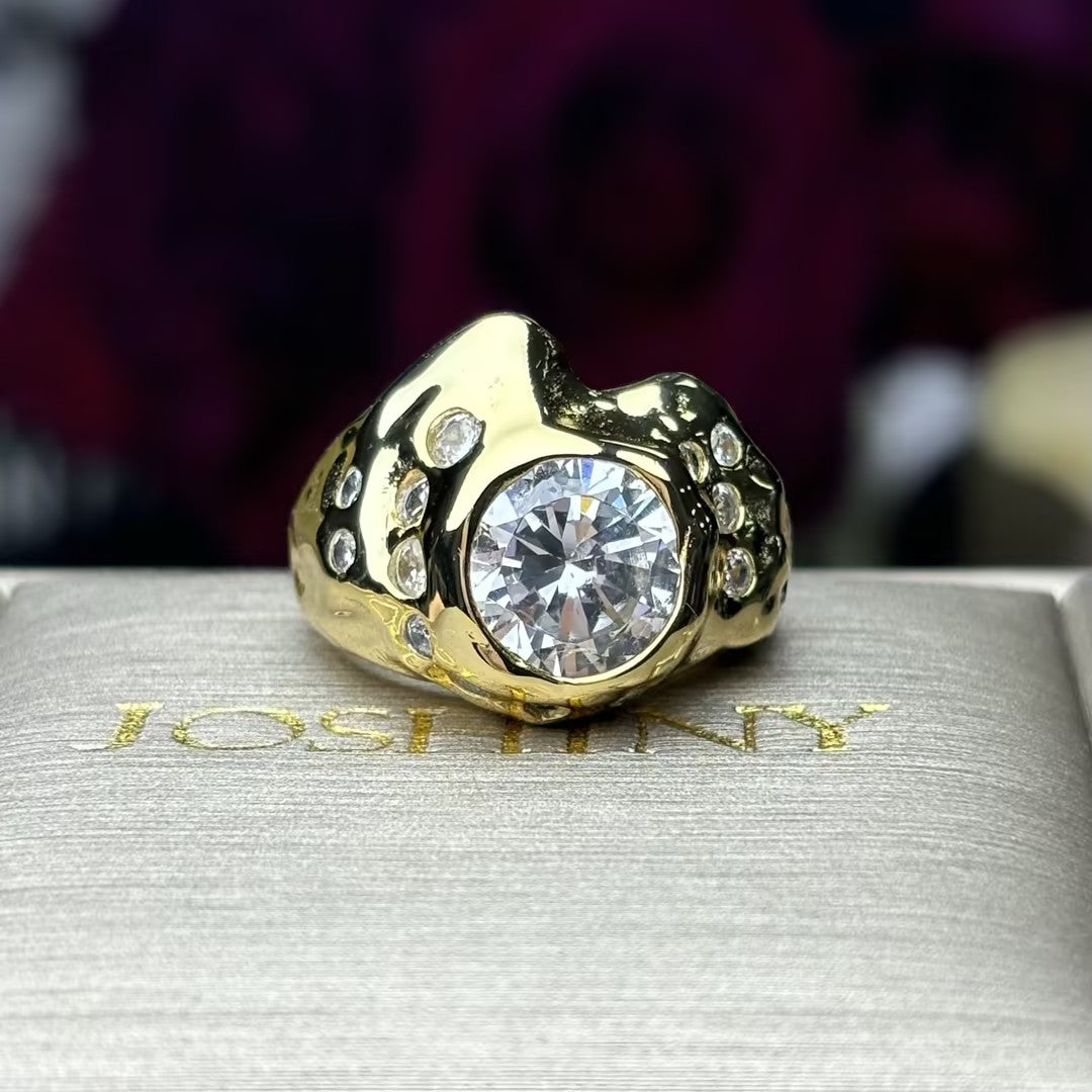 18K Gold Vintage Artistic Gemstone Inlaid Ring-JOSHINY