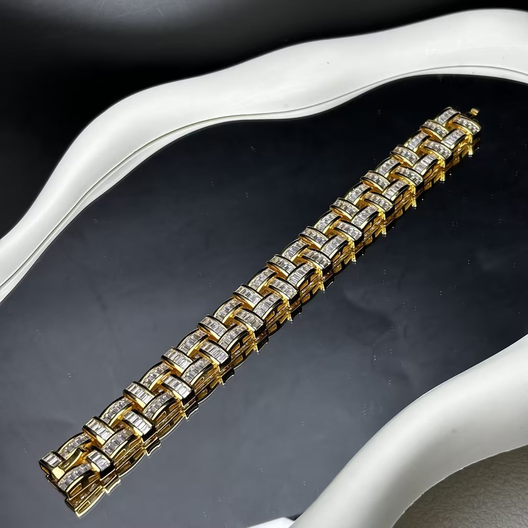 6 CTW Baguette Cut white Cubic Zirconia Classic 925 Sterling SilverBracelet- Joshiny