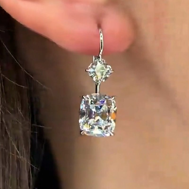 A stunning pair of 8.37ctw cushion cut earrings -JOSHINY