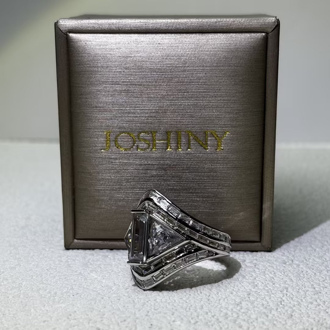5 Ctw Baguette Cut White Cubic Zirconia 925 Sterling Silver Ring-JOSHINY