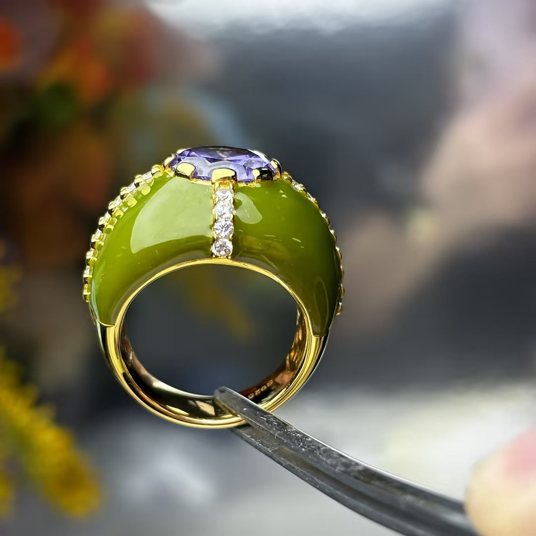 Unique artistic style brightly colored gemstone ring-JOSHINY