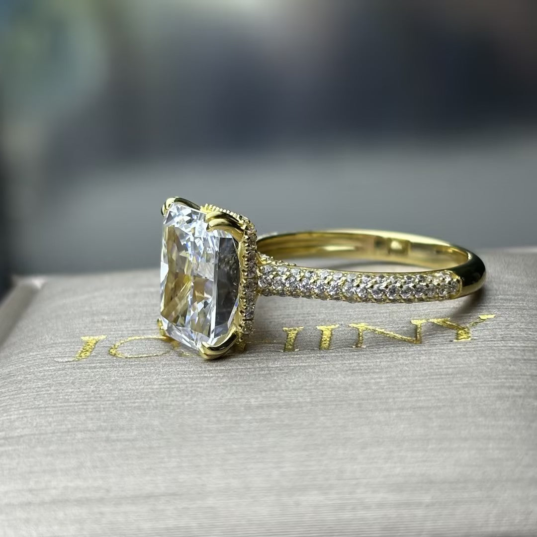 4.06ct elongated Cushion Cut Bypass Gemstone Engagement Ring -JOSHINY