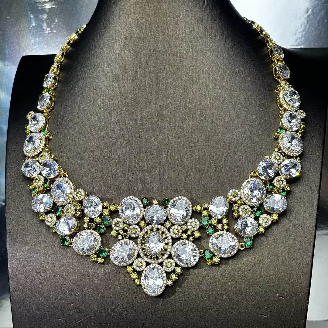 72Ctw Emerald Green Gemstone Necklace-JOSHINY