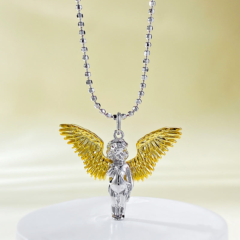 Eros Cherub Wings Vintage Necklace -JOSHINY