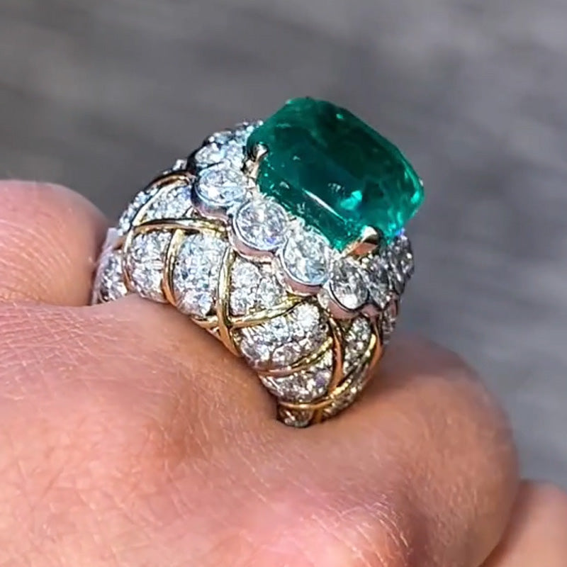 12.67ct Octagon Cut Gorgeous Emerald Ring -JOSHINY