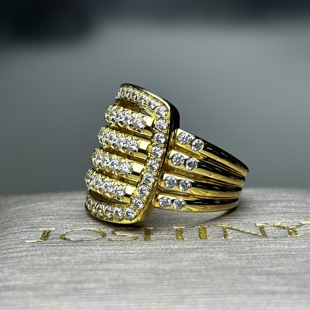 2 CTW Round Cut White Cubic Zirconia 925 Sterling Silver Vintage Ring -JOSHINY