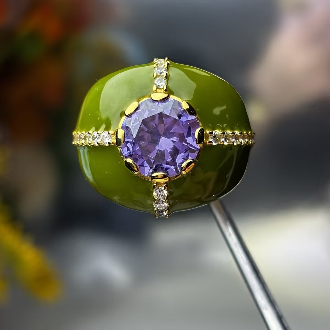 Unique artistic style brightly colored gemstone ring-JOSHINY