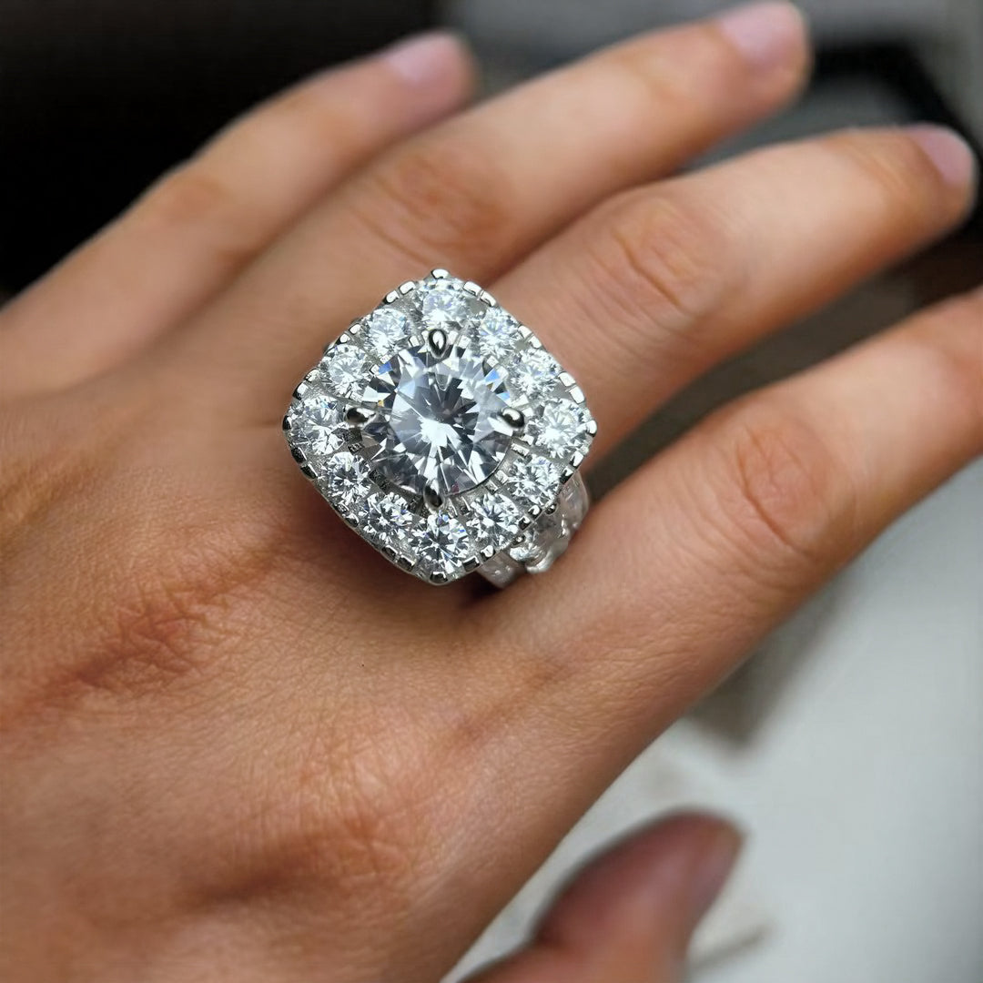 3.0Ctw Ornate Round Gemstone Cluster Ring-JOSHINY