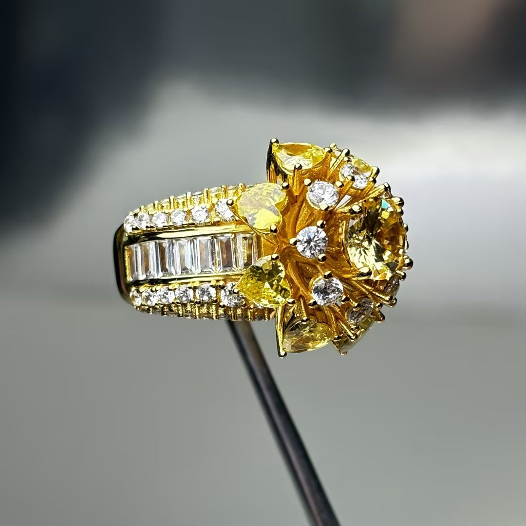 12Ctw Multi-layered Gemstone Flower Engagement Ring-JOSHINY
