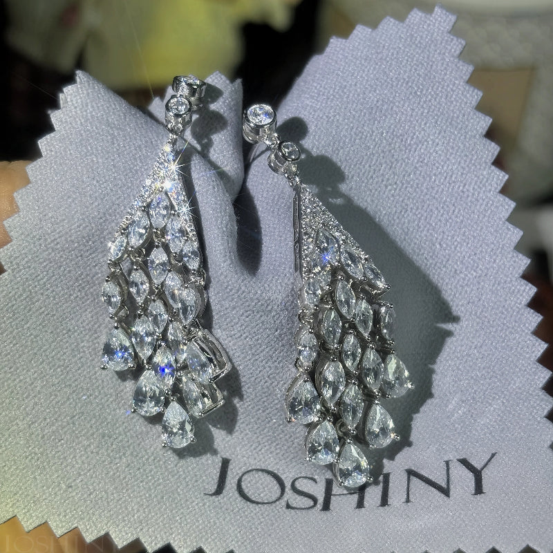 12ctw Stacked Pear & Marquise Shape Gemstone Earrings-JOSHINY