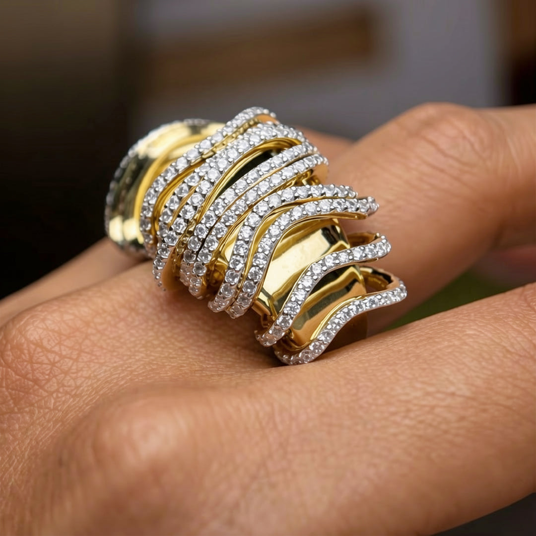 3.2Ctw Multi-layer Art Ring-JOSHINY