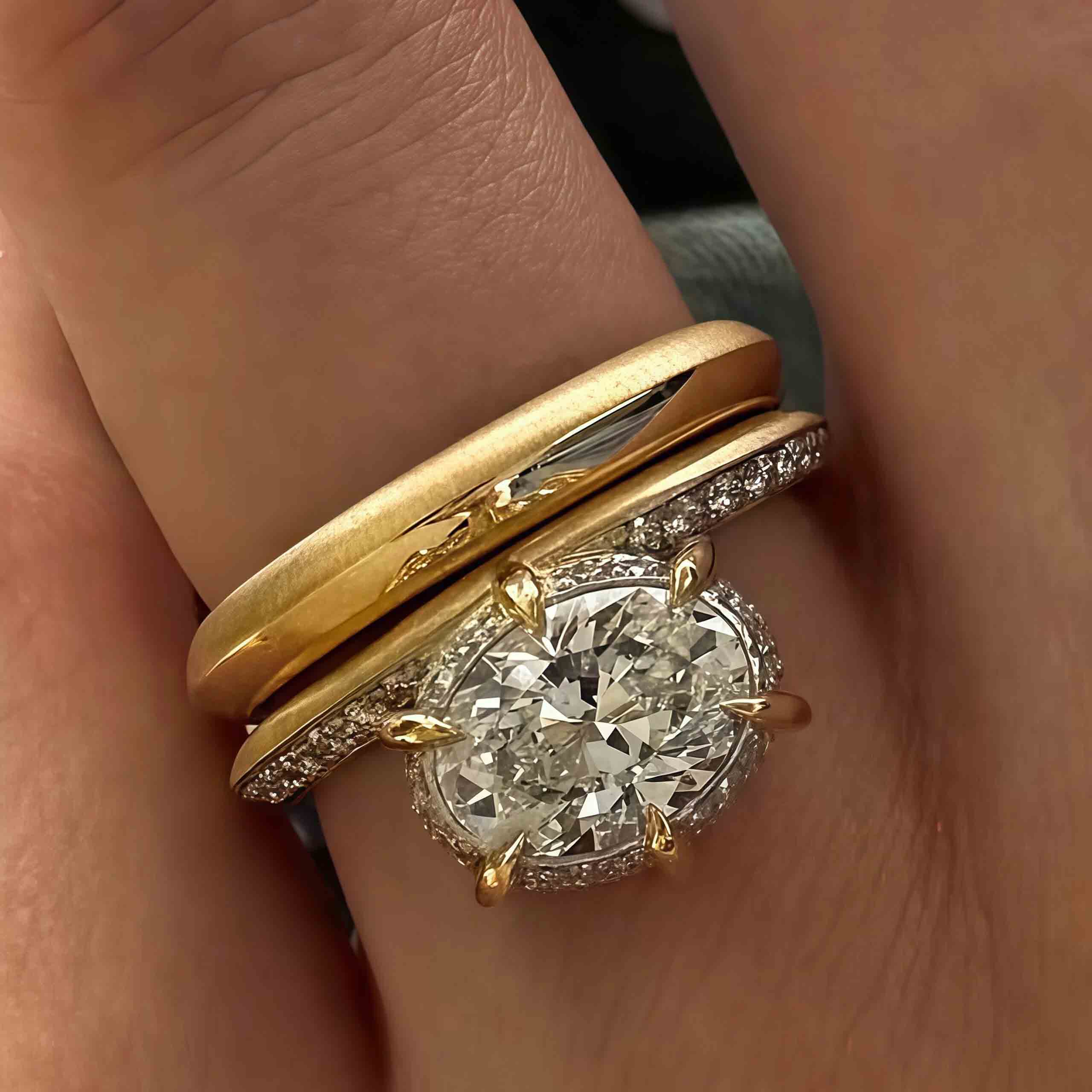 3Ctw Sparkling Oval Stacked Rings-JOSHINY