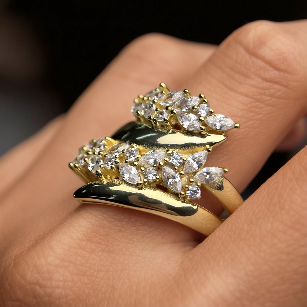 1.2ctw Marquise Cut Leaf Multi-Hoop Gemstone Ring -JOSHINY