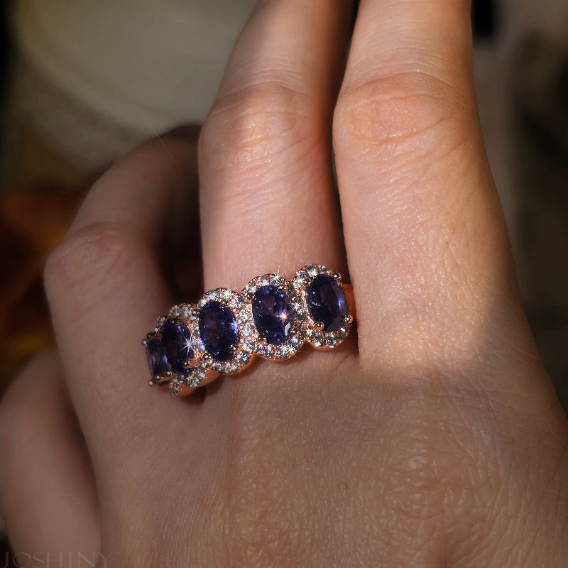 1.5ctw Oval Cut Cornflower Blue lab Sapphire Ring -JOSHINY