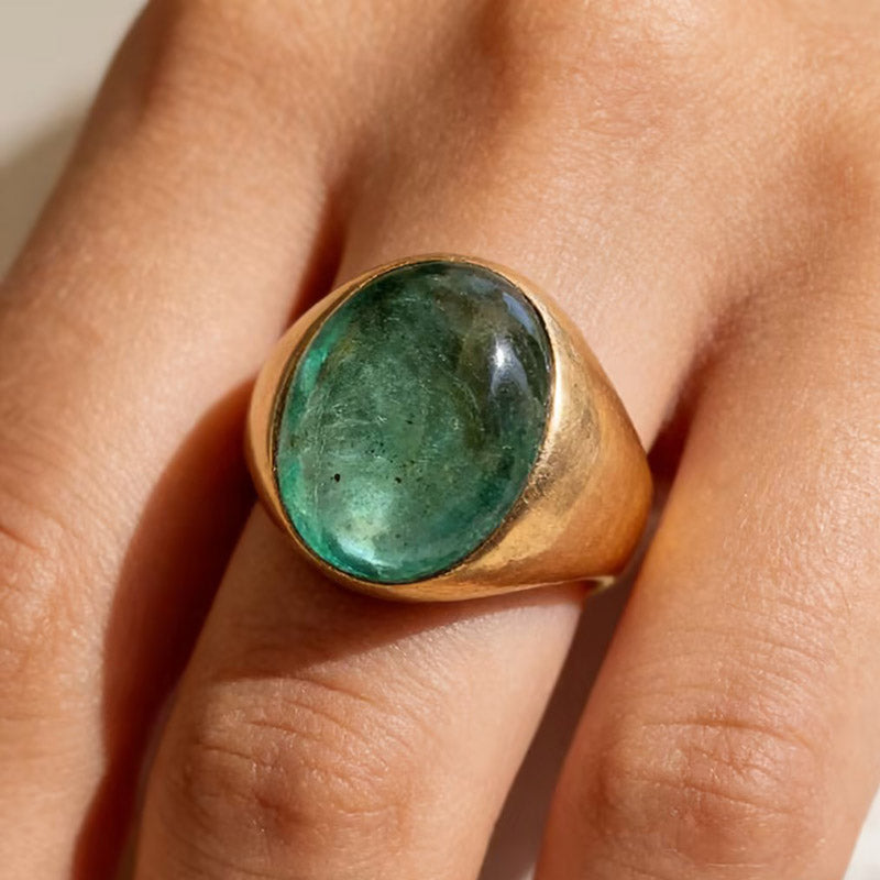 12ct Emerald Cabochon Ring -JOSHINY