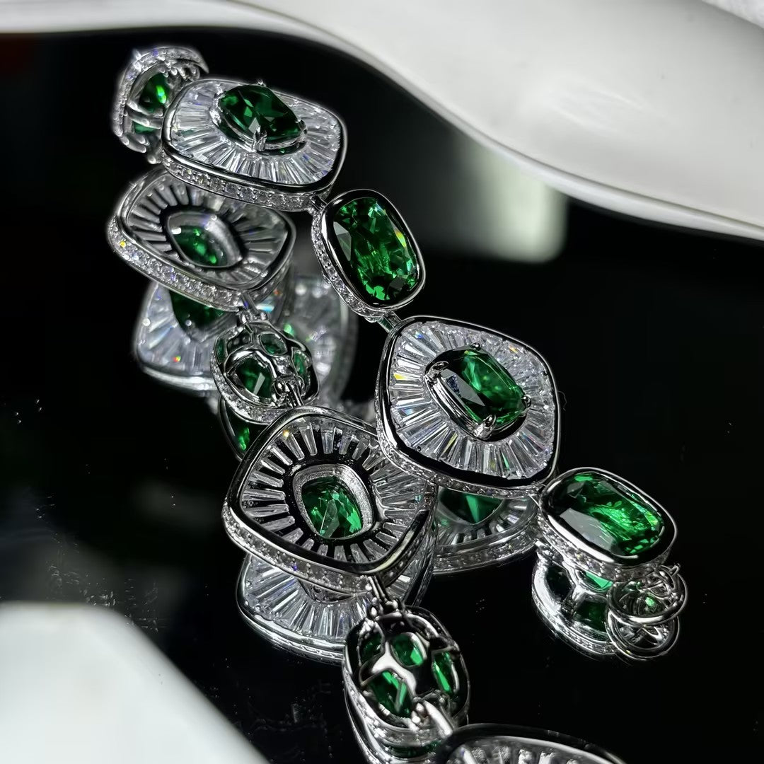 20Ctw cushion-shaped rectangular gemstone bracelet-JOSHINY