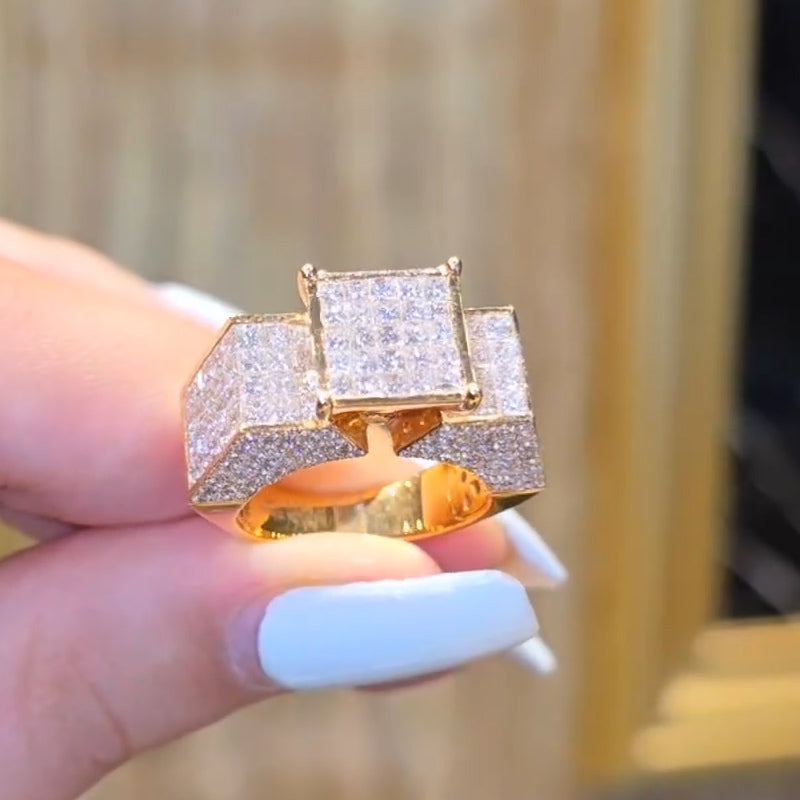 6ctw Princess Cut Square Halo Gemstone Ring -JOSHINY