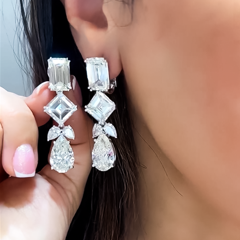 Elegant 5 ctw Multi-Cut White Gemstone Earrings -JOSHINY