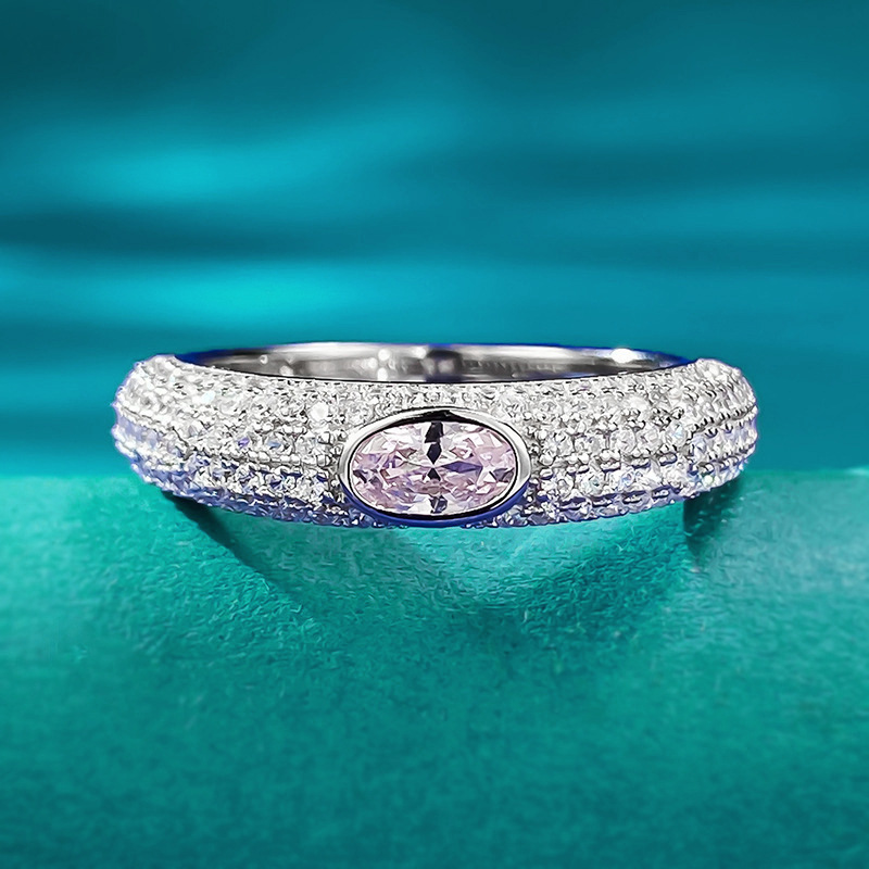 1.5ct Oval Cut Sparkling Pink Diamond Ring -JOSHINY