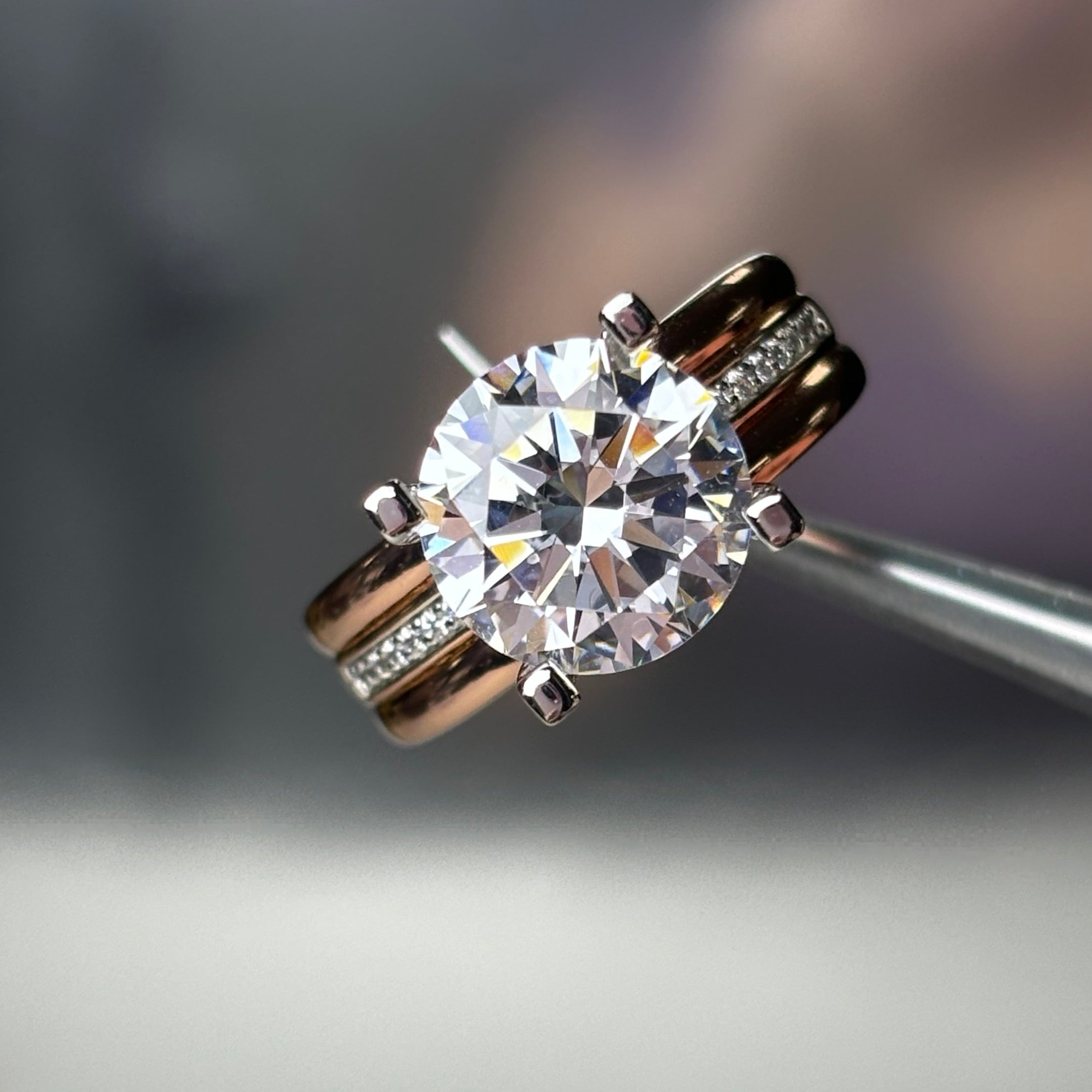 Noble 9 ctw Round Cut White Gemstone Engagement Ring -JOSHINY