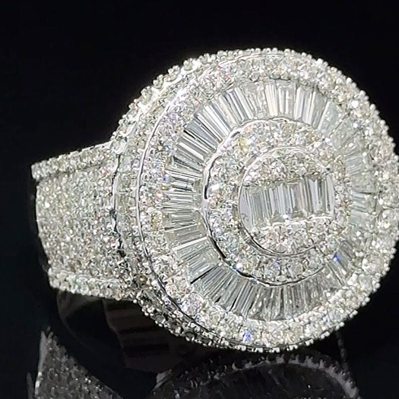 7.2ctw Baguette and Round Cut Diamond Ring -JOSHINY