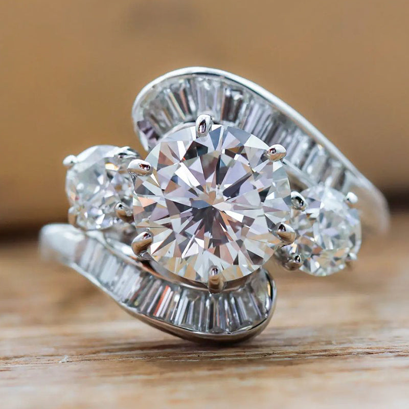 3.22ct Round Brilliant Cut Diamond Engagement Ring -JOSHINY