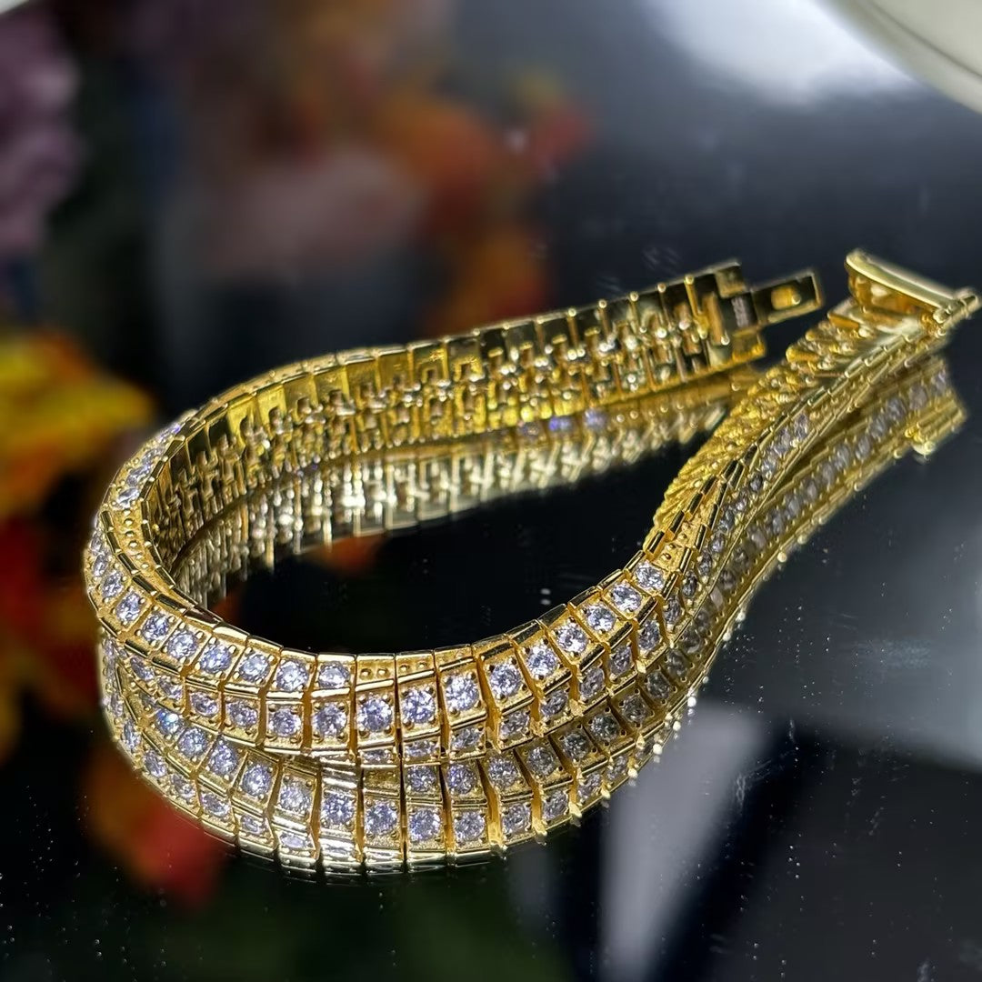 6 Ctw Round Cut White Cubic Zirconia 925 Sterling Silver Bracelet-JOSHINY