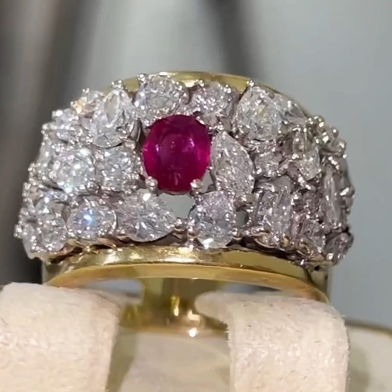 3.7ctw Oval Cut Ruby Engagement Ring-JOSHINY