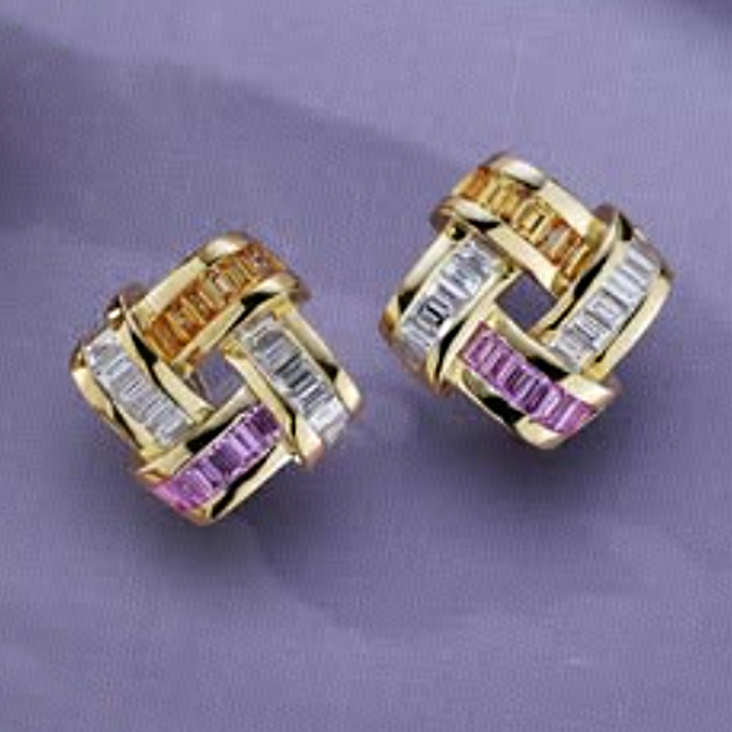 Art Deco 1.5 ctw Multi-color Baguette Cut Gemstone Earrings -JOSHINY