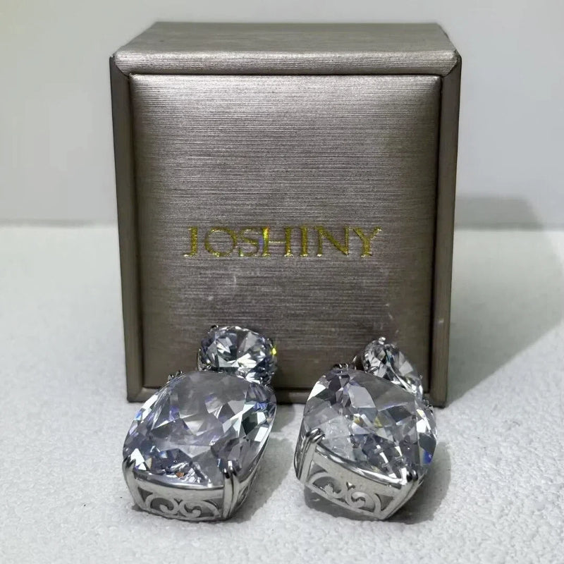 52 Ctw Radiant Cut White Cubic Zirconia 925 sterling silver Pendant Earrings-JOSHINY