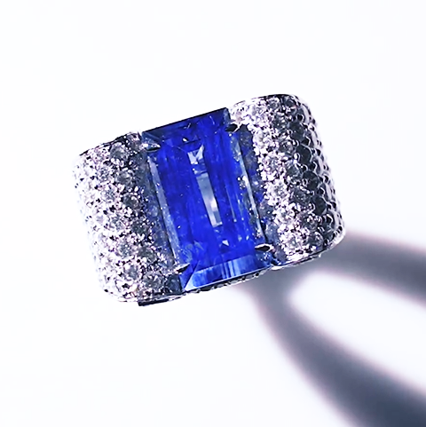 Exquisite 10 ctw Baguette Cut Sapphire Ring -JOSHINY