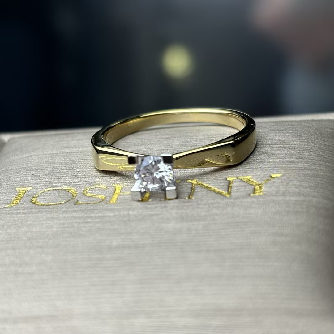 0.17Ctw round gemstone high-foot engagement ring-JOSHINY