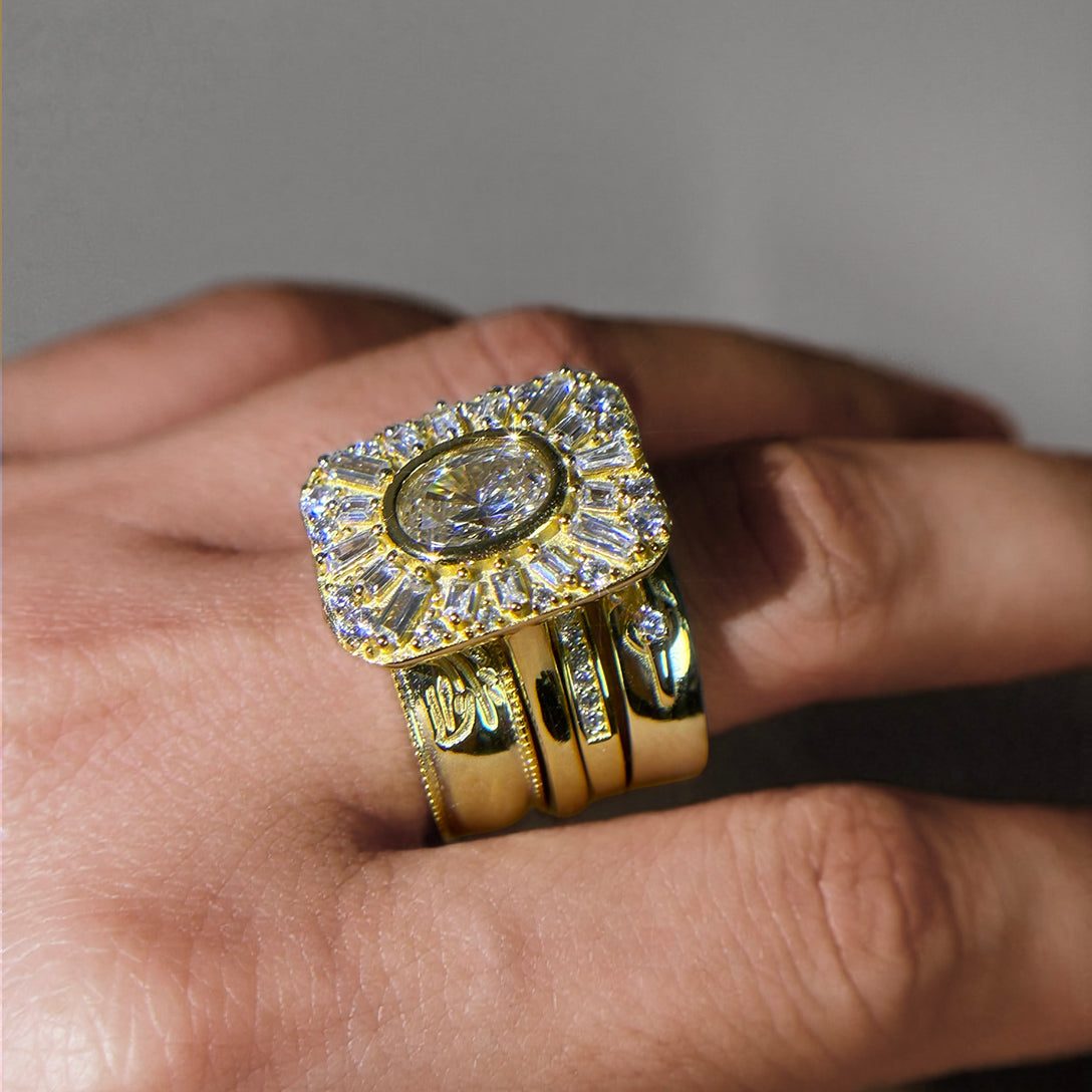 3.0ctw Oval Cut Extraordinary Cocktail Stacking Ring -JOSHINY