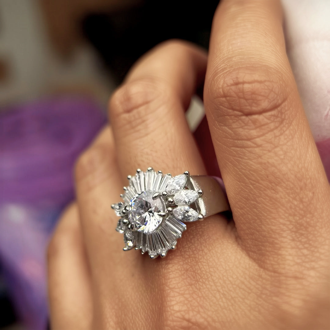 3.0Ctw Multi-Cut Ballerina Engagement Ring-JOSHINY
