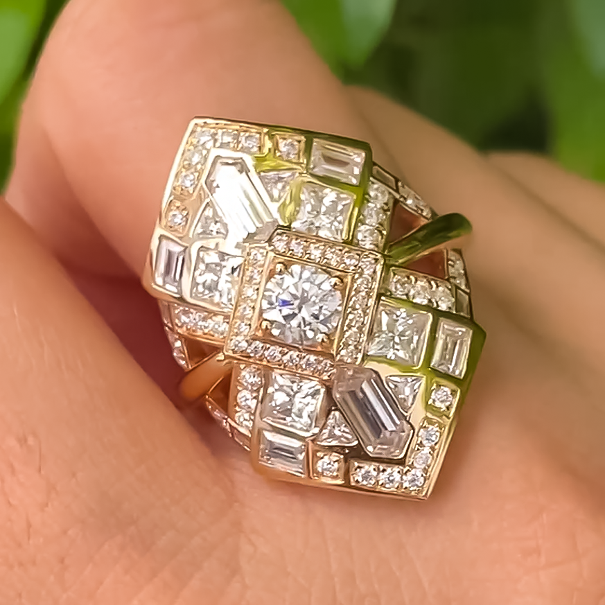 Exquisite 3 ctw Multi-Cut White Gemstone Ring -JOSHINY