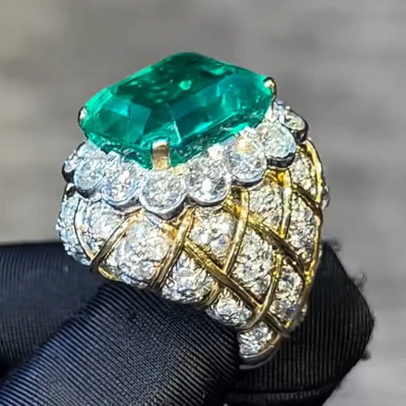 12.67ct Octagon Cut Gorgeous Emerald Ring -JOSHINY