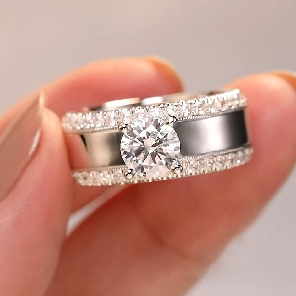 Classic 2 ctw Round Cut White Gemstone Engagement Ring -JOSHINY