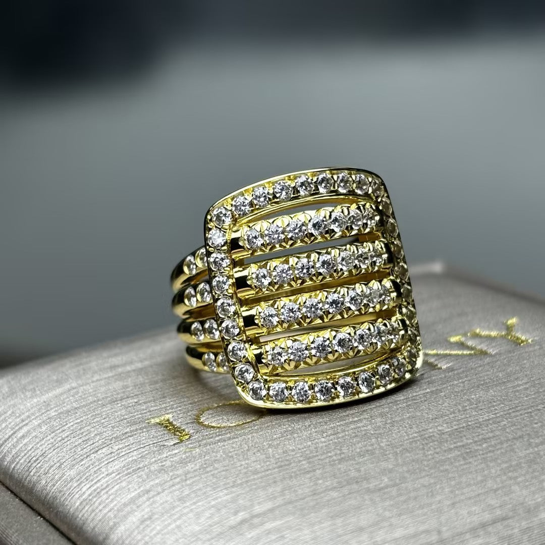 2 CTW Round Cut White Cubic Zirconia 925 Sterling Silver Vintage Ring -JOSHINY