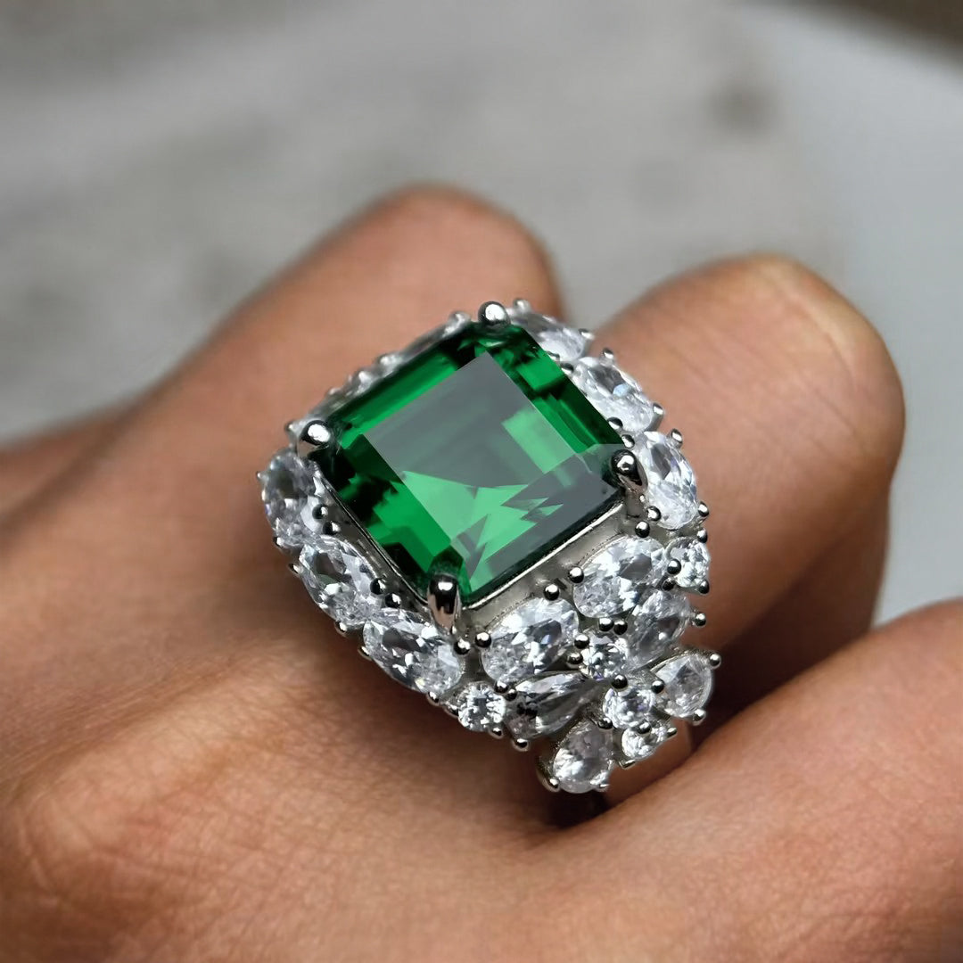 7.77ctw Divine Square Emerald Cut Ring-JOSHINY