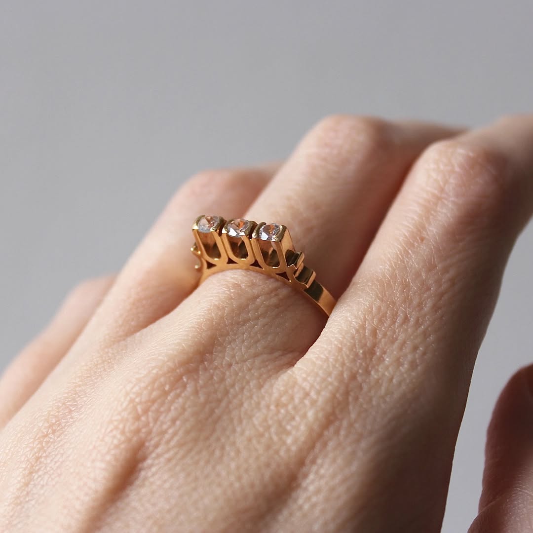0.31ctw Three Gemstone Vintage Ring-JOSHINY