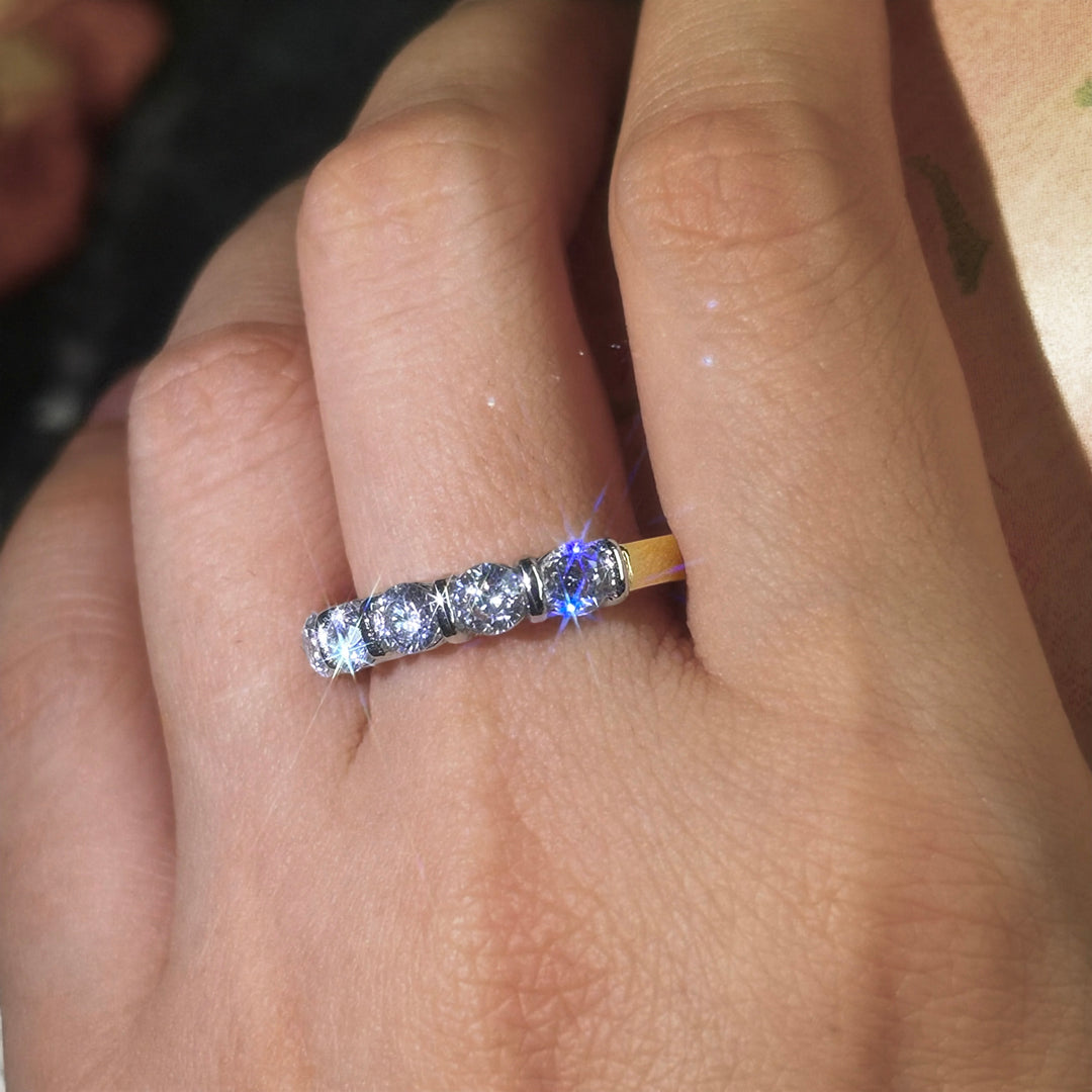 1.0ctw Round Cut 5 Stone Inlay Modern Eternity Band-JOSHINY