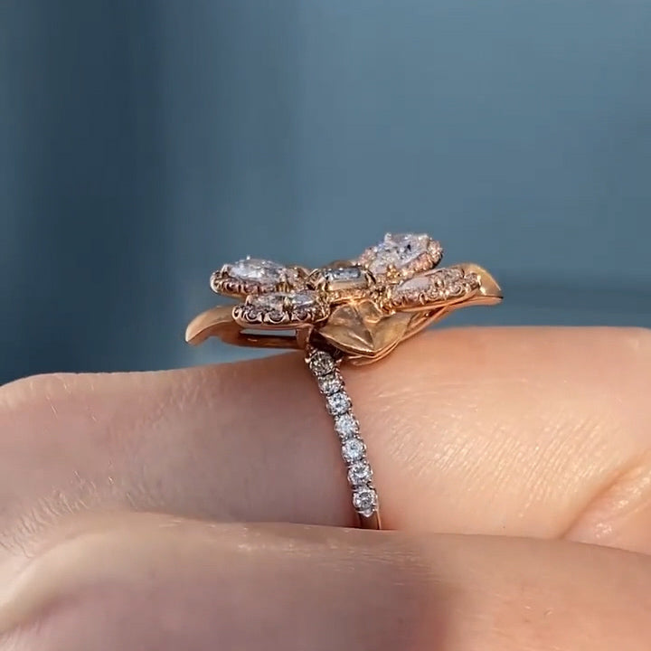 Unique floral gemstone ring-JOSHINY